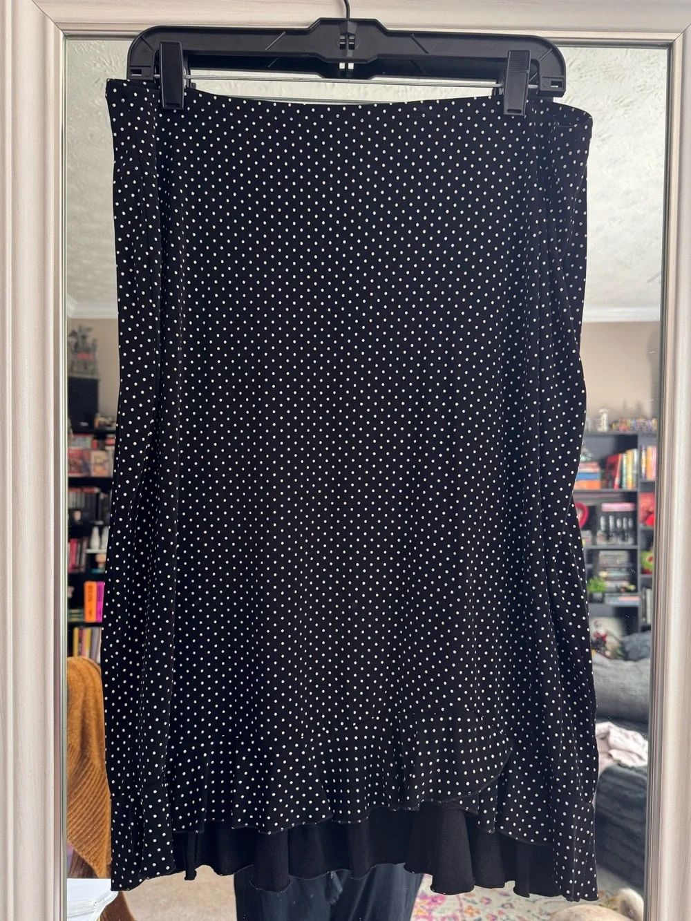 Dressbarn Black Polka Dot A-Line Skirt